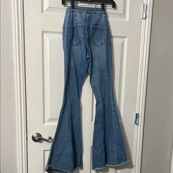 Roll & Roll Denim Flare Jeans with Frayed Hem - Picture 7 of 7